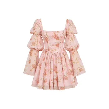 HOUSE OF CB Sancia Long Sleeved Dress Women's Rose Print