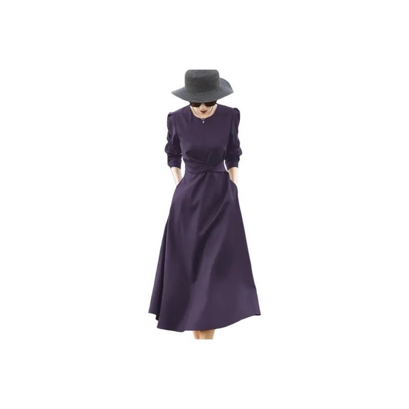 Wbwq Long Sleeved Dresses Women's Purple-0