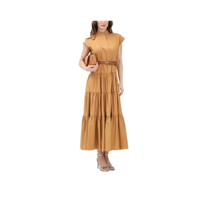 MaxMara Studio Short Sleeved Dress Women's Brown-0