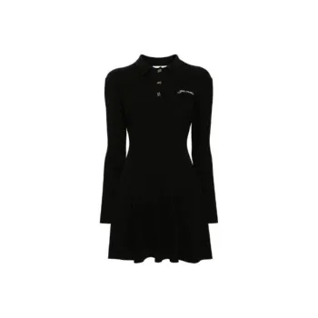 GANNI Embroidered logo Ribbed Mini Dress