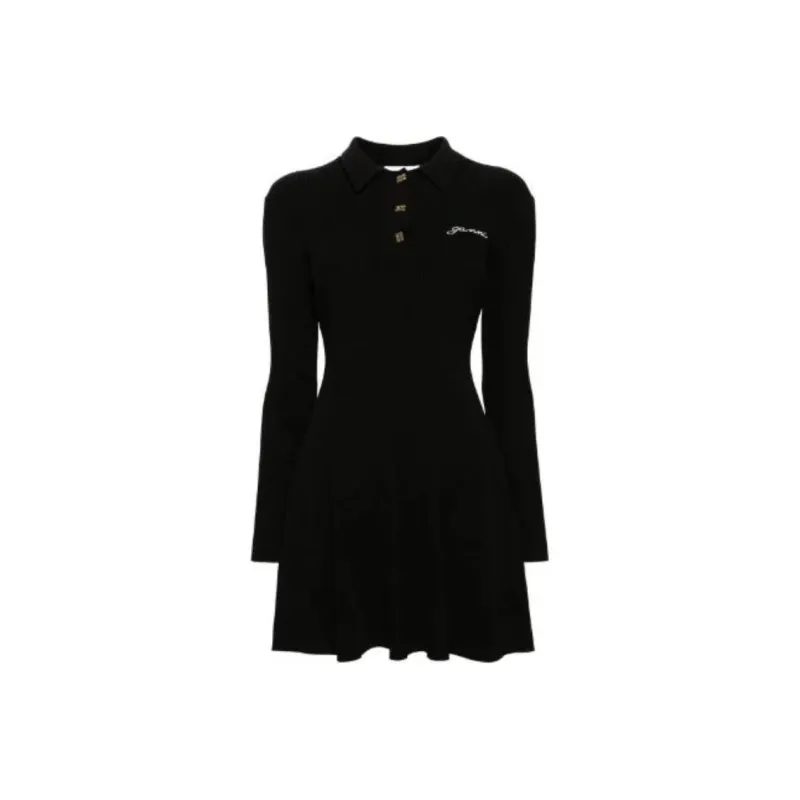 GANNI Embroidered logo Ribbed Mini Dress-0