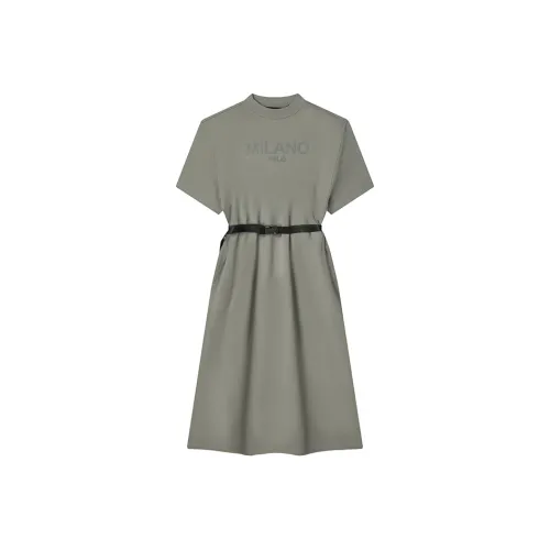 FILA FILA MILANO Italian Luxury Sports Collection SS24 Short Sleeved Dresses Women's Silent Gray