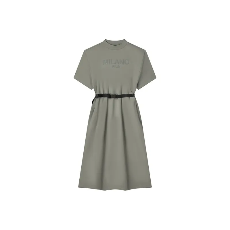 FILA MILANO Italian Luxury Sports Collection SS24 Short Sleeved Dress Women's Silent Gray-0
