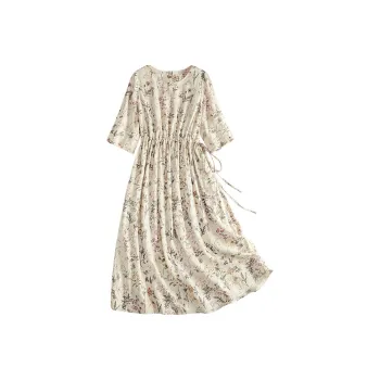 Cypress House Short Sleeved Dress Women's Apricot Floral