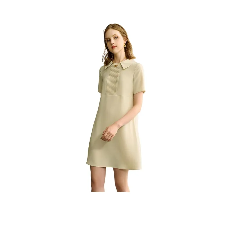 Famanxuan Short Sleeved Dress Women's Apricot-0