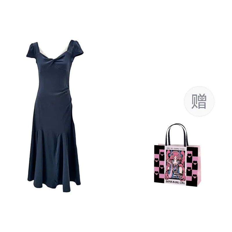 Aghr Short Sleeved Dress Women's Navy Blue-12