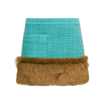 SAINT LAURENT Faux Fur Tweed Mini Skirt
