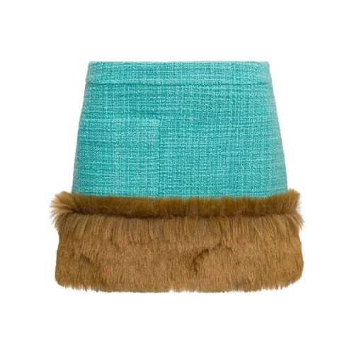 SAINT LAURENT Faux Fur Tweed Mini Skirt