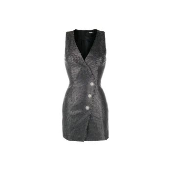 BALMAIN Rhinestone-embellished V-neck Minidress