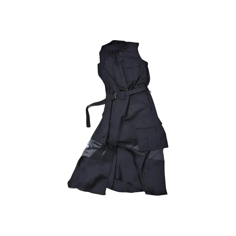 Sacai Sheer panelled Belted Dress-0