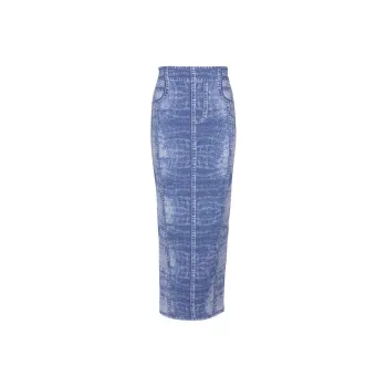BALMAIN Denim Midi Skirt