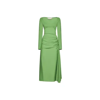 MARNI Gathered-Waist Asymmetric Midi Dress