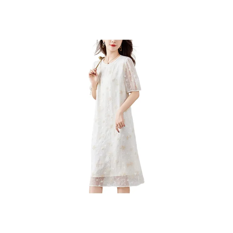 To The West Short Sleeved Dresses Women's Beige-0