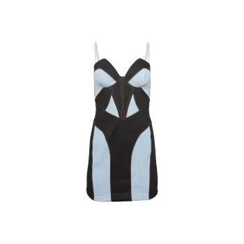 Fleur Du Mal Two tone Denim Bustier Dress