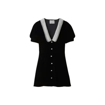 MIU MIU Short Sleeved Dresses Women's Black