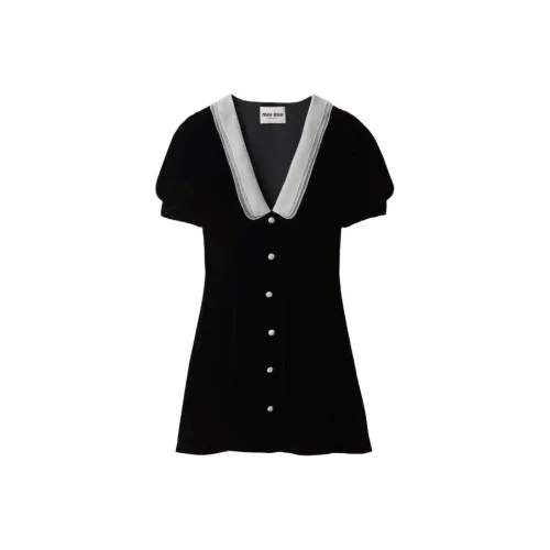 MIU MIU Short Sleeved Dresses Women's Black