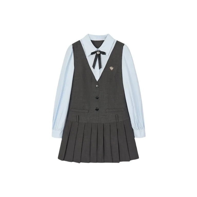 YGPRW Long Sleeved Dress Women's Gray-0