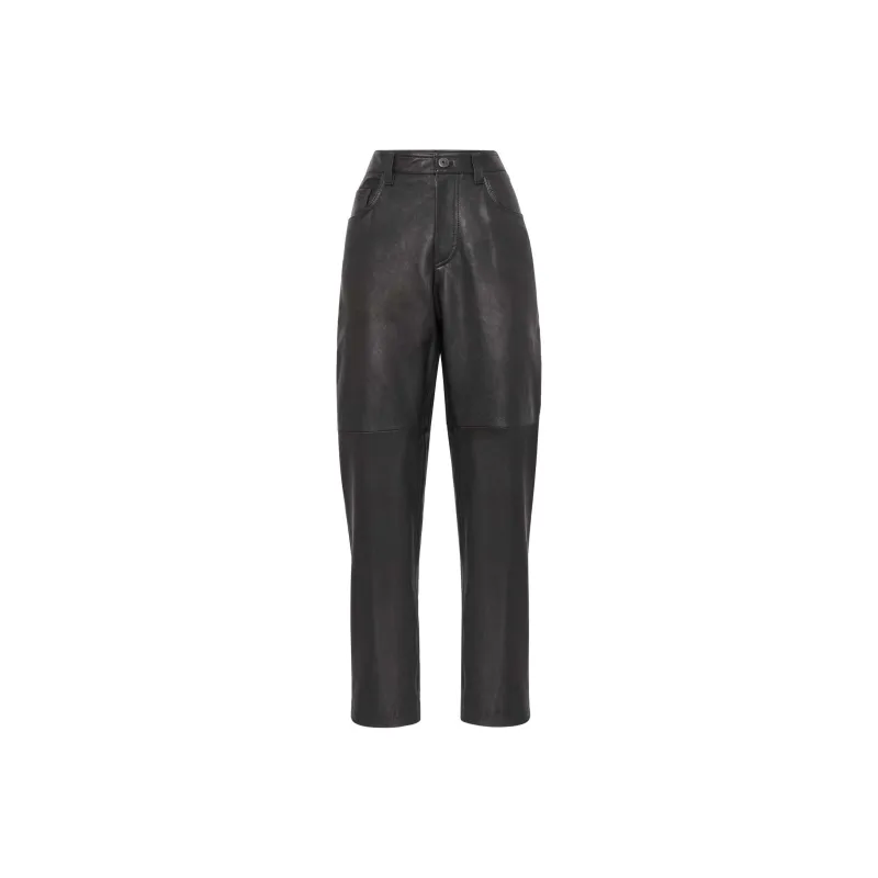 Brunello Cucinelli Leather Trousers-0