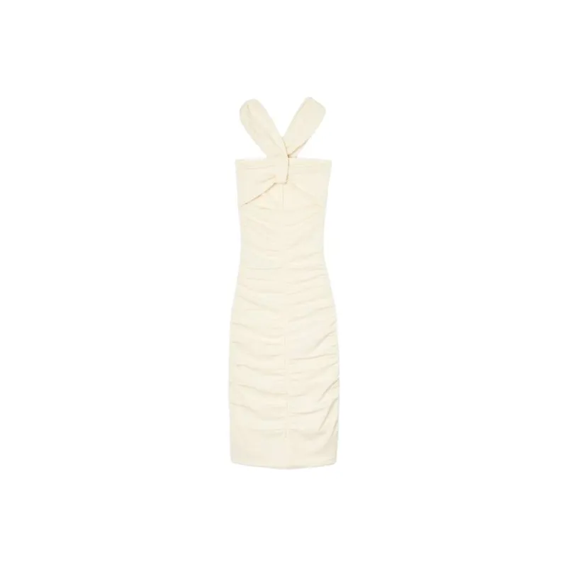 Sandro Ekru Midi Elbise Sleeveless Dress Women's Ecru-0