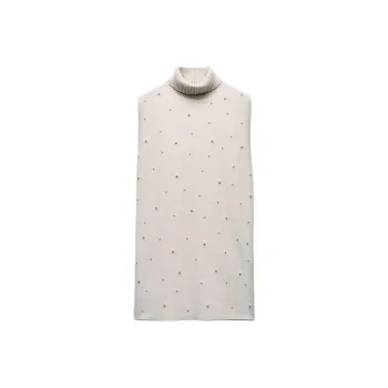 ZARA Sleeveless Dress Women's Zebra Print Beige