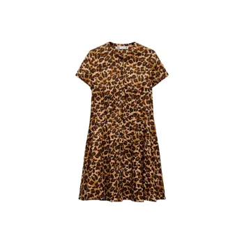 ZARA Short-Sleeved Dresses Women's Leopard Print