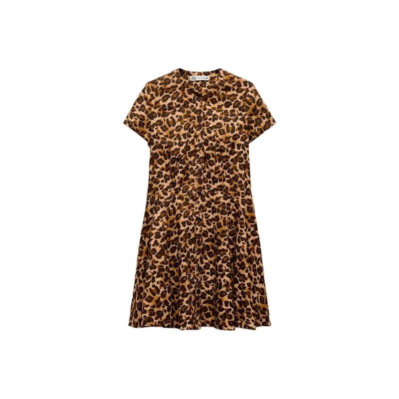 ZARA Short Sleeved Dresses Women's Leopard Print-0