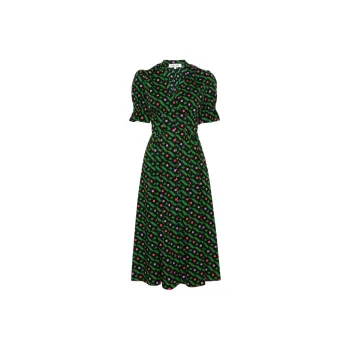 DVF Diane Von Furstenberg SS24 Short Sleeved Dress Women's Black