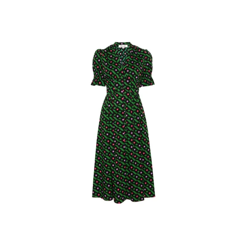 Diane Von Furstenberg SS24 Short Sleeved Dress Women's Black-0