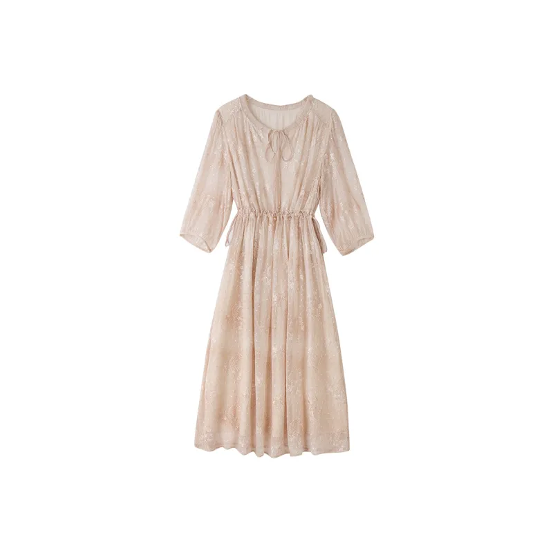 To The West Short Sleeved Dress Women's Champagne Pink-0