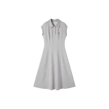 XIANGYING Short Sleeved Dress Women's Light Gray