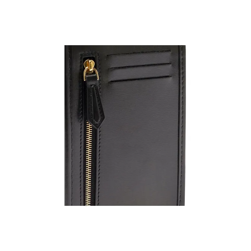 FENDI Cow Leather One Shoulder Crossbody Cell Phone Pouch Women's Black-2