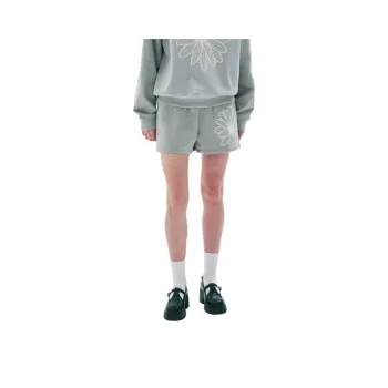 MARDI MERCREDI SS25 SWEAT SHORTS FLOWER_GREY IVORY Casual Shorts Korean Style Women's Gray Ivory