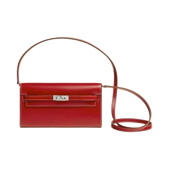 HERMES Kelly To Go Box Calfskin Shoulder Bag Regular Women's Spicy Pepper Red