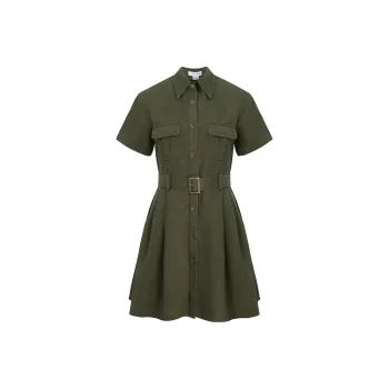 URBAN REVIVO Short Sleeved Dress Women's Olive Green