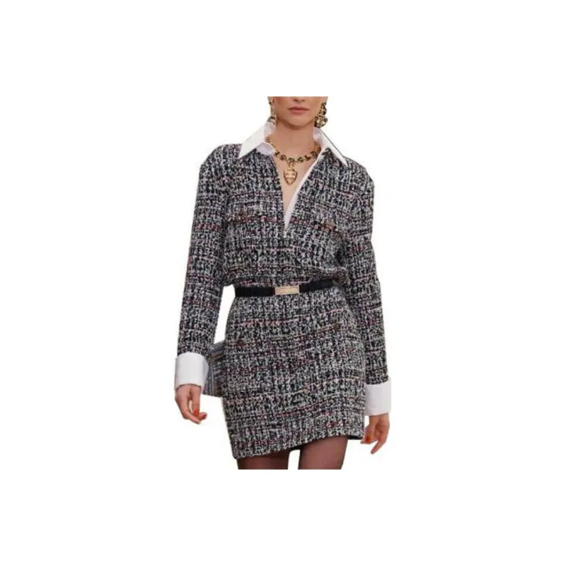 CHANEL Long-Sleeved Dresses Women's Black-0