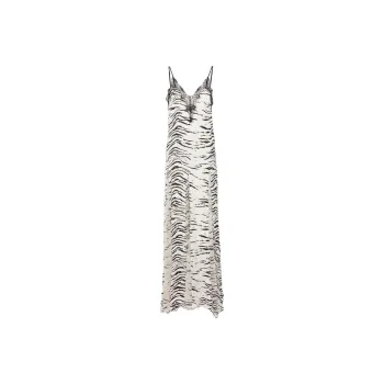 Elisabetta Franchi Animal Print Spaghetti Strap Maxi Dress