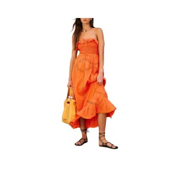 FREE PEOPLE Hi Hello Midi Dress Sleeveless Dress Women's Secret Ibis Combo/Orange