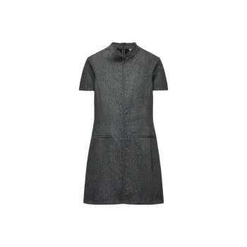 ZARA Short Sleeved Dresses Women's Zebra Print Lake Blue