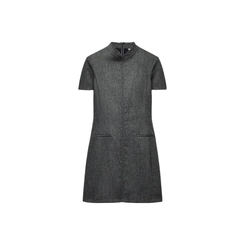 ZARA Short Sleeved Dresses Women's Zebra Print Lake Blue-0