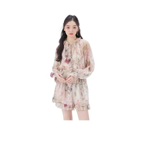DEAR DEER PUFF 핑크 여성 캐주얼 반바지