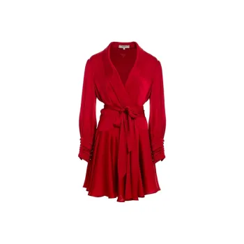 BESIONIA Long Sleeved Dresses Women's Red