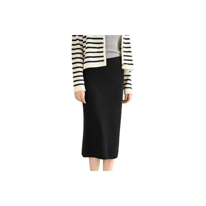 SNOWFORTE Knit Long Skirts Women's Obsidian Black-0