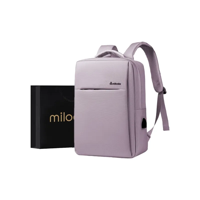 MILOOKY Abrasion Resistant Fabric Backpack Unisex White/Purple-2