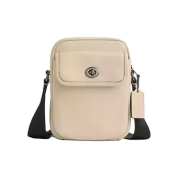 COACH Turnlock Cow Leather Shoulder Bag, Crossbody Bag Mini Men's Ivory White