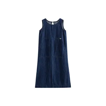 Initial Language Sleeveless Dress Women's Dark Blue