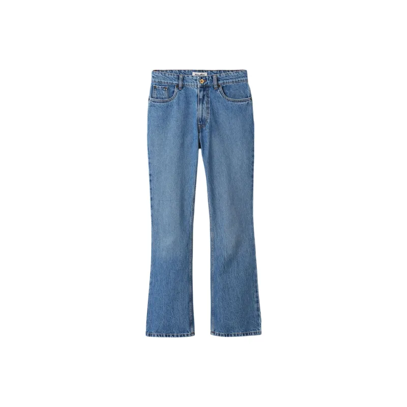 MIU MIU Logo embroidered Flared Jeans-0