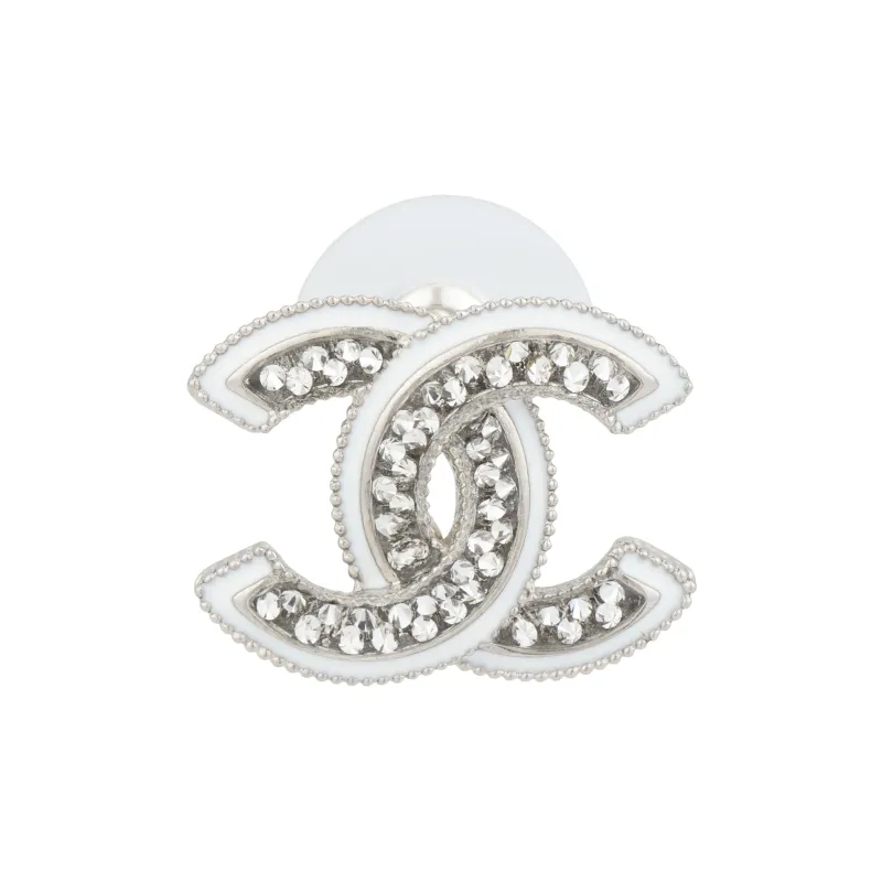 CHANEL Metal Stud Earrings Women's Silver-1