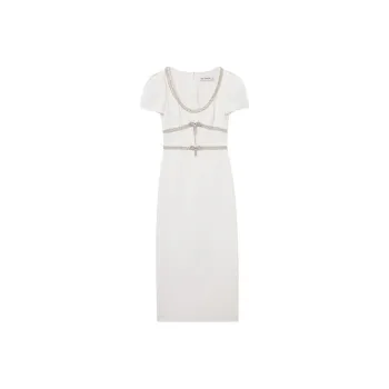 Self-portrait Short-Sleeved Dresses Women's Pure White