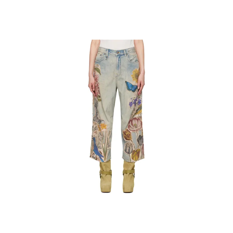 R13 Floral appliqué Jeans-0