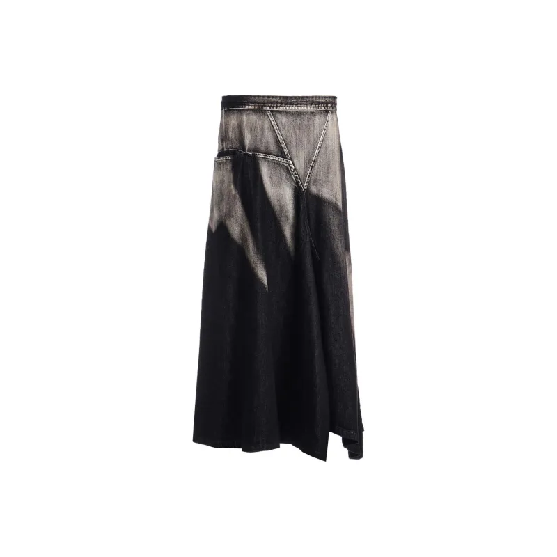 Yohji Yamamoto Denim Long Skirt Women's Black-0